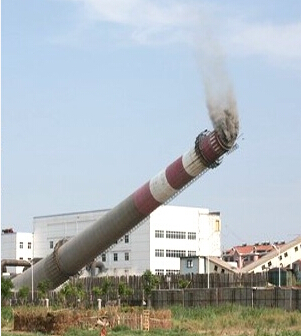 混凝土烟囱定向爆破拆除